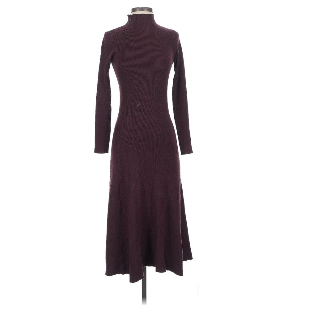 Dress Forum Ribbed Mock Neck Long Sleeve Midi Dress